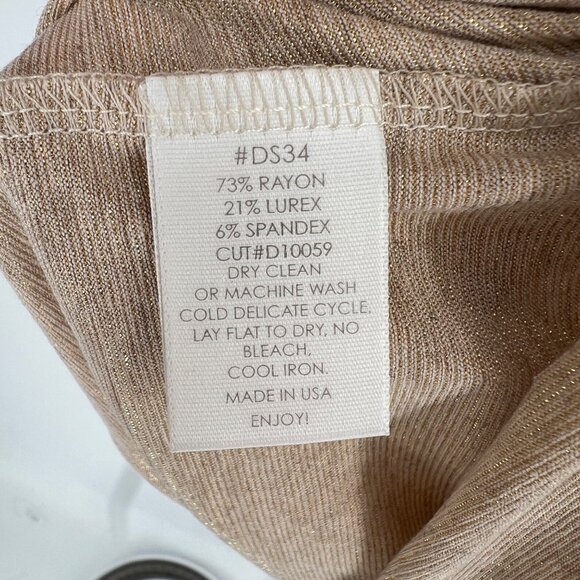 Michael Stars Metallic Gold Halter Dress Cream Beige Size 2 XS - Picture 12 of 13